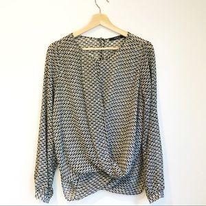 Long Sleeve Printed Wrap Top